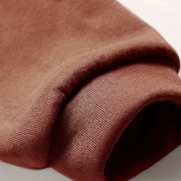 Dark Brown Warm Hoodie Sweatshirts And Long Pant Fleece Two Piece Sets - Picture 5 of 5